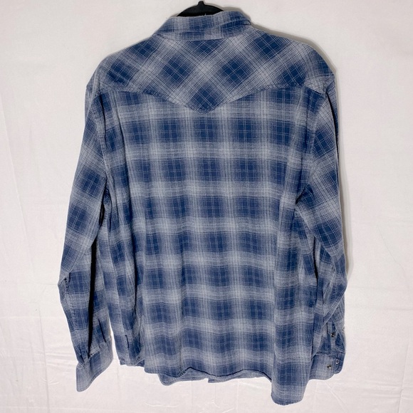 Wind River Blue Grey Cotton Plaid Long Sleeve Button Up Shirt L - Picture 2 of 14